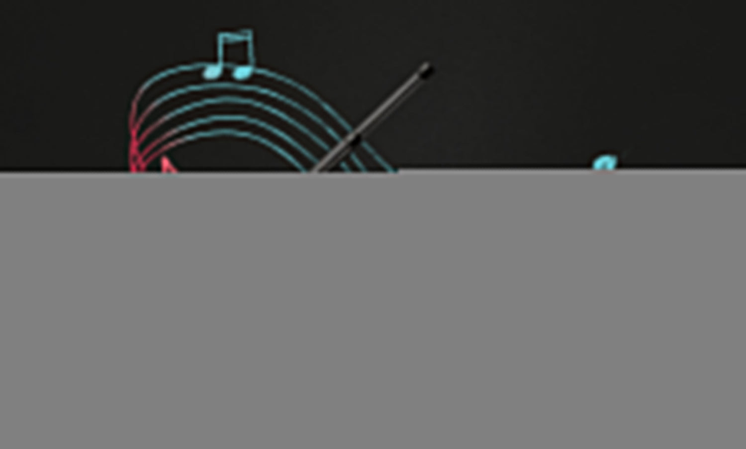 Musical symbols float around an old-style radio that says TikTok on its screen.