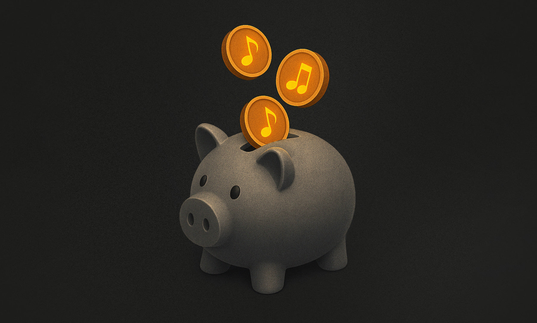 A piggy bank with coins being deposited, representing music royalties.